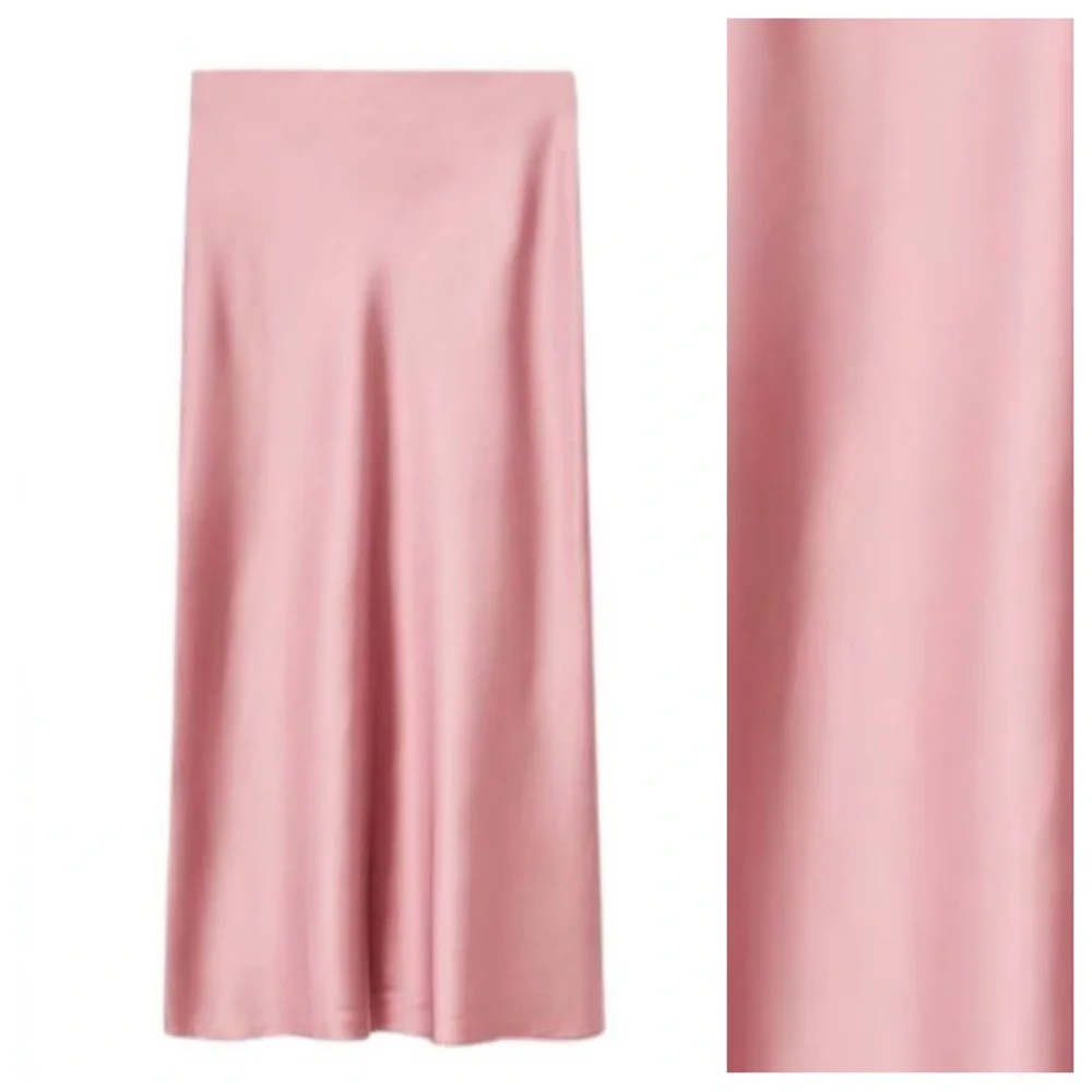 NWT. Zara Pink Satin Effect Midi Skirt. Size XS. - Picture 4 of 8